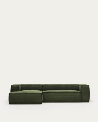 Sofá Blok 3 plazas pana gruesa chaise longue izquierdo verde 300 cm FSC Mix Credit