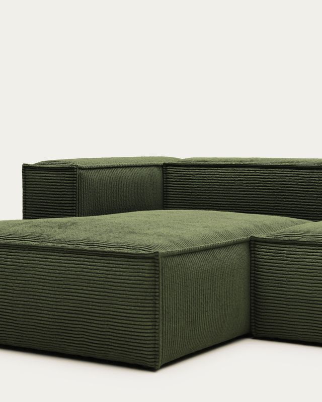 Sofá Blok 3 plazas pana gruesa chaise longue izquierdo verde 300 cm FSC Mix Credit