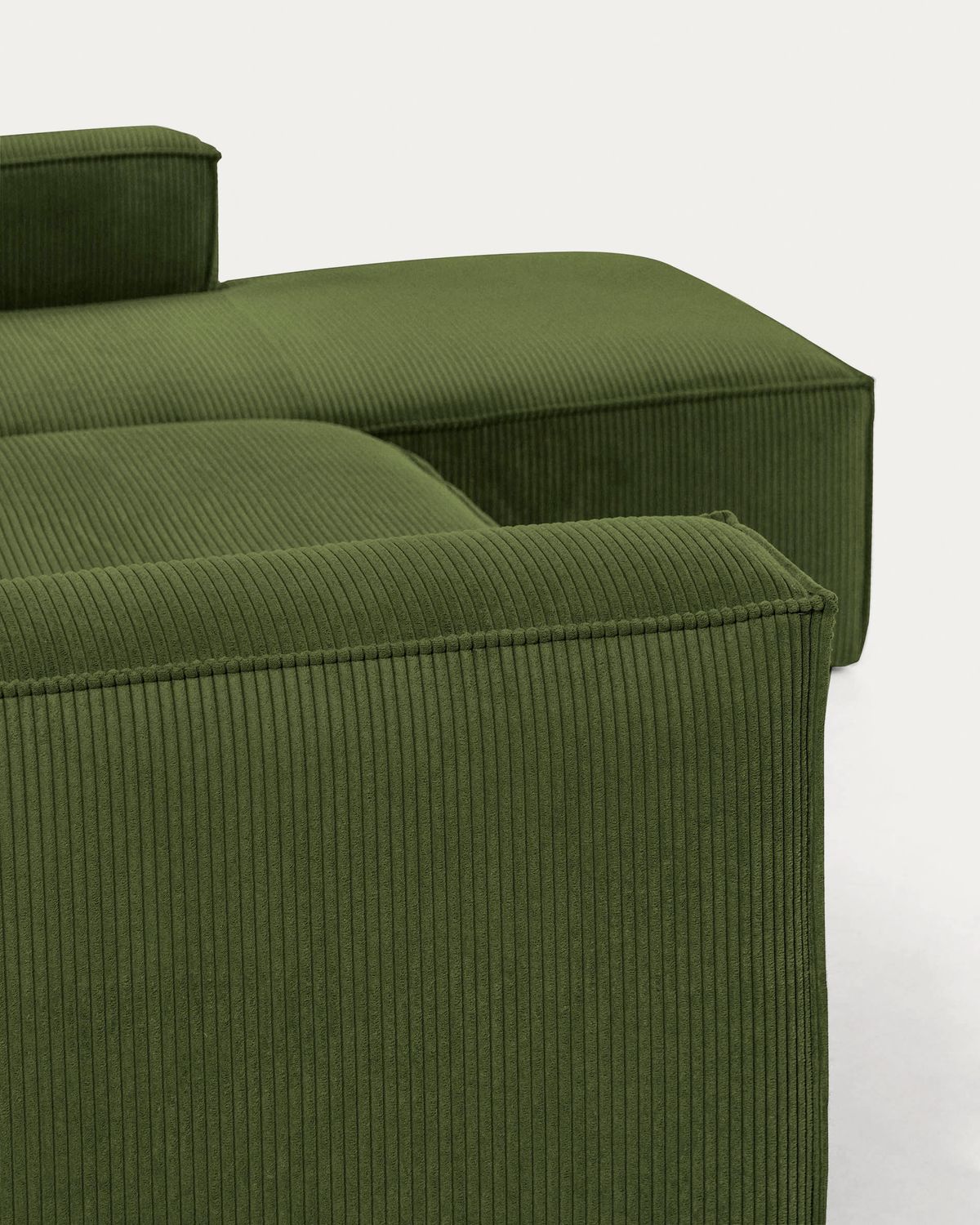 Sofá Blok 3 plazas pana gruesa chaise longue derecho verde 300 cm FSC Mix Credit