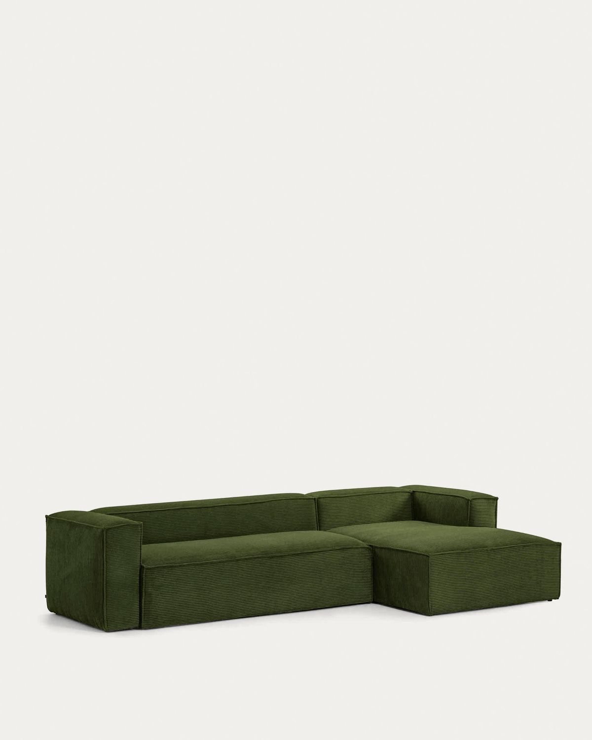 Sofá Blok 4 plazas pana gruesa chaise longue derecho verde 330 cm FSC Mix Credit