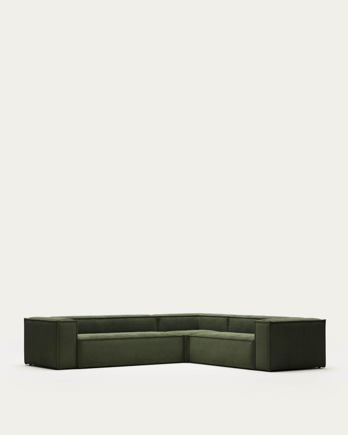 Sofá rinconero Blok 5 plazas pana gruesa verde 320 x 290 / 290 x 320 cm FSC Mix Credit