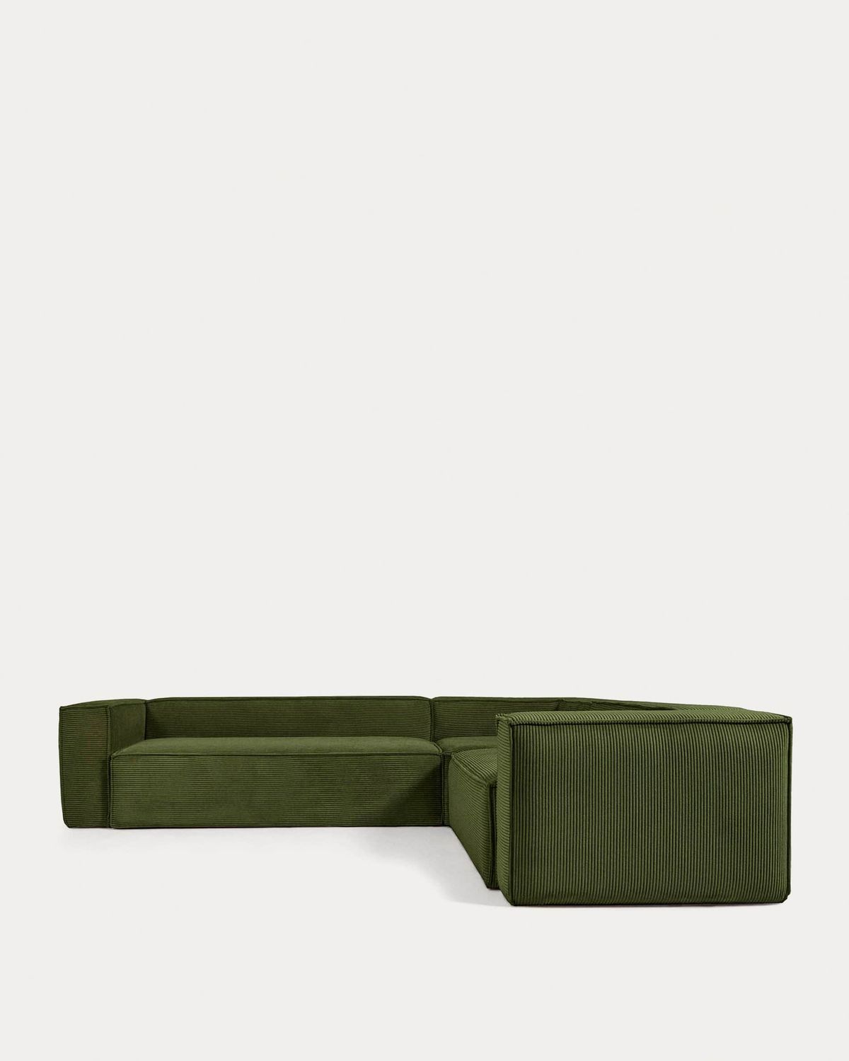 Sofá rinconero Blok 5 plazas pana gruesa verde 320 x 290 / 290 x 320 cm FSC Mix Credit