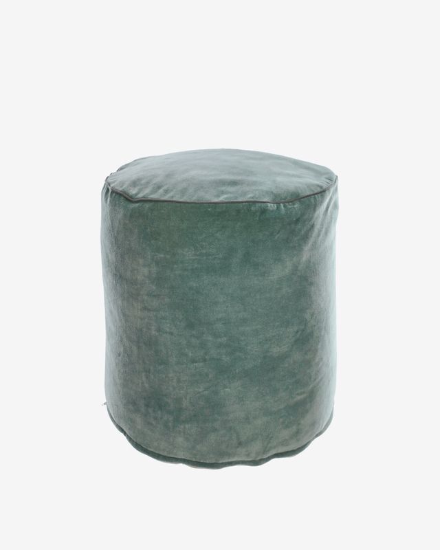 Puf redondo Brunetta de terciopelo turquesa oscuro Ø 40 cm