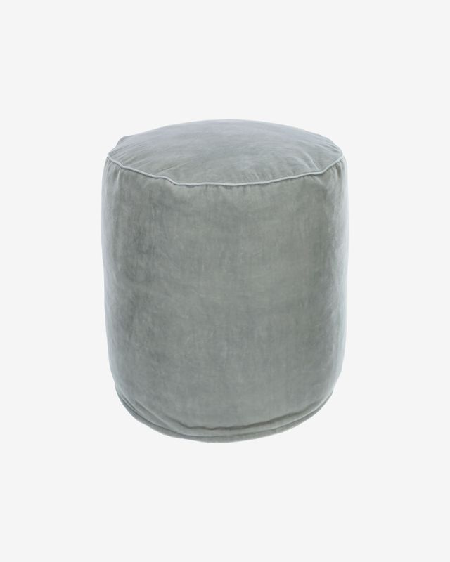 Puf redondo Brunetta de terciopelo turquesa claro Ø 40 cm