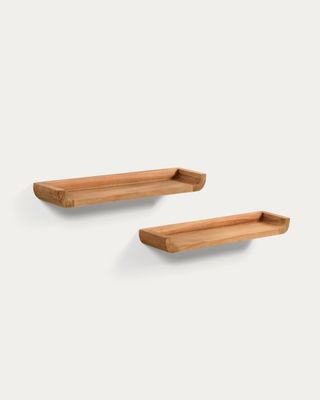 Set Shamel de 2 estantes de madera maciza de teca 50 x 5 cm Set Shamel de 2 estantes de madera maciza de teca 50 x 5 cm