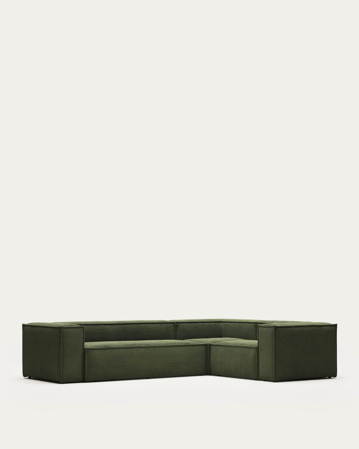 Sofá rinconero Blok 4 plazas pana verde 320 x 230 cm / 230 x 320 cm FSC Mix Credit