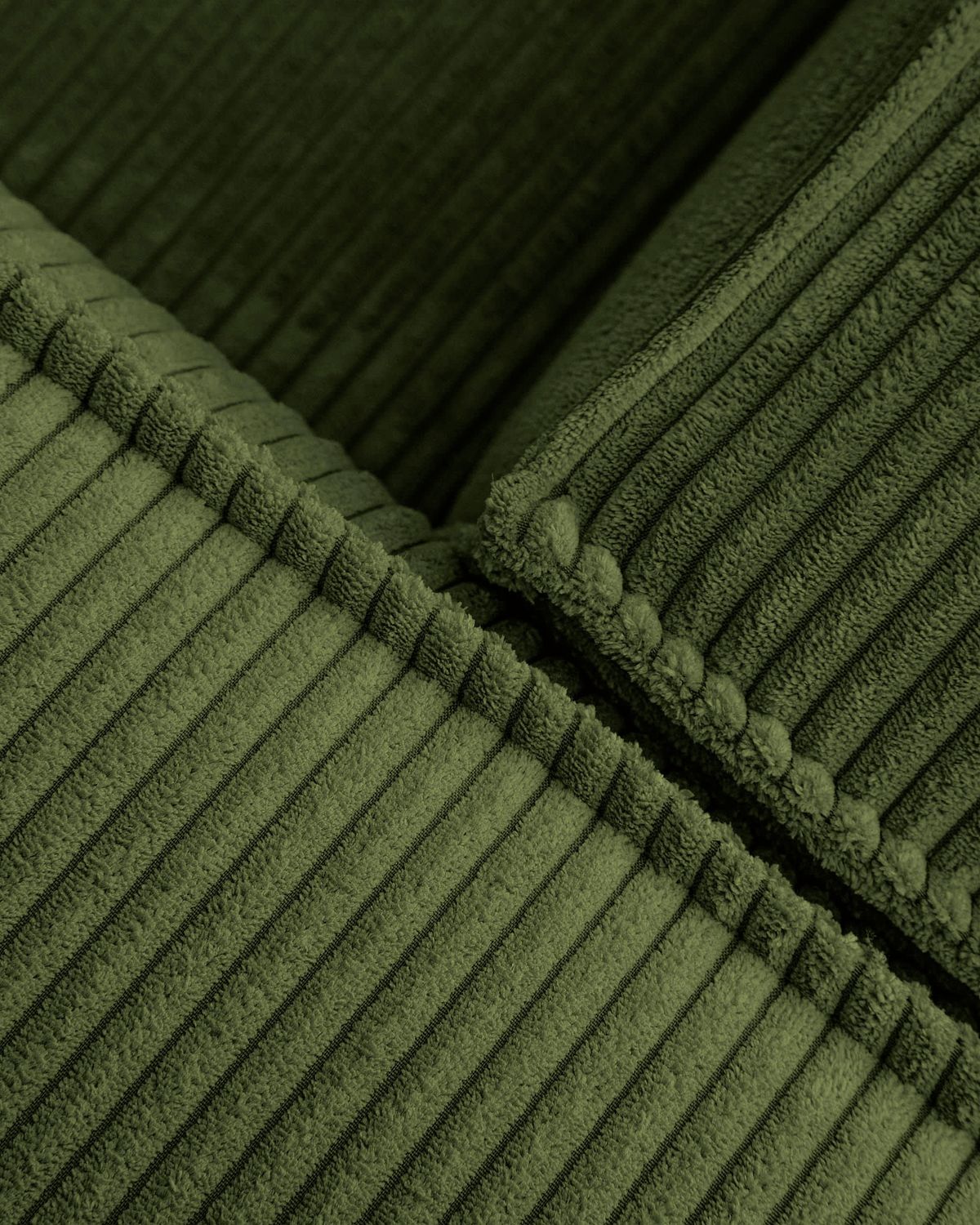 Sofá rinconero Blok 4 plazas pana verde 320 x 230 cm / 230 x 320 cm FSC Mix Credit