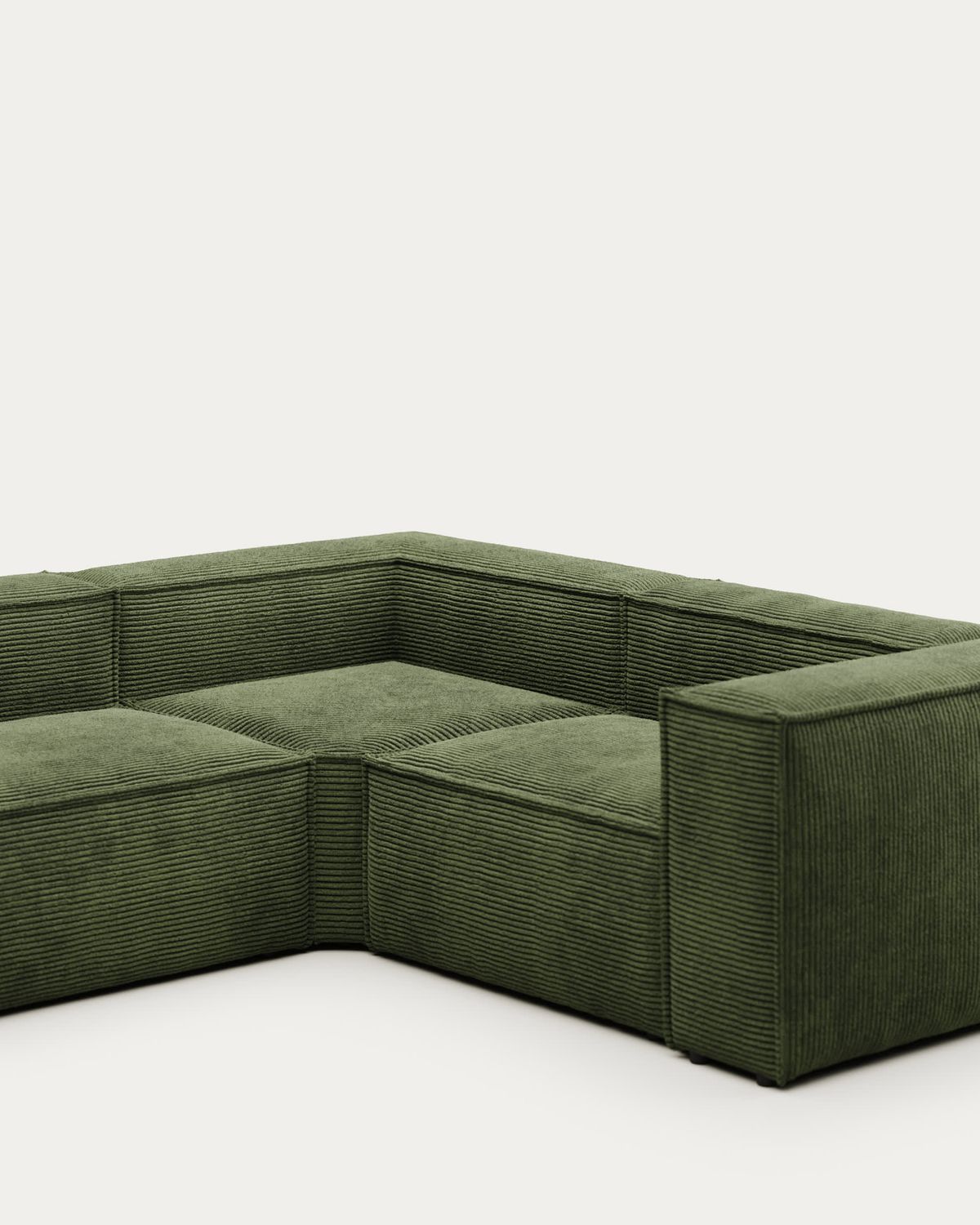 Sofá rinconero Blok 4 plazas pana verde 320 x 230 cm / 230 x 320 cm FSC Mix Credit