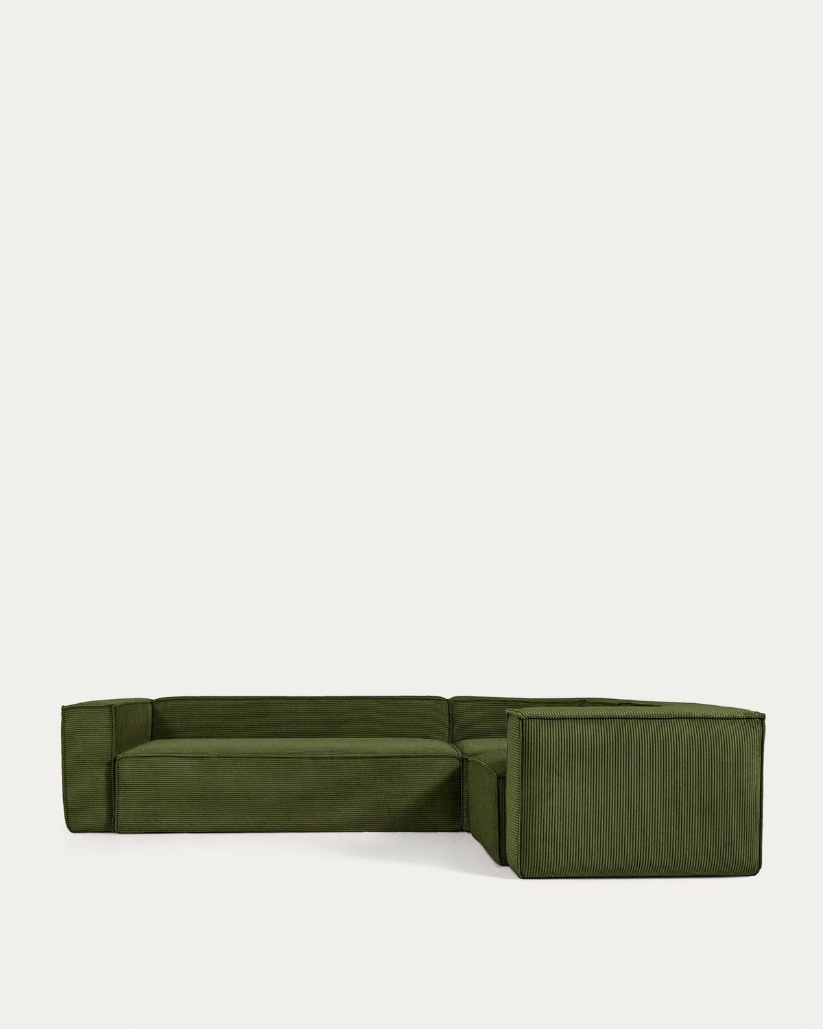 Sofá rinconero Blok 4 plazas pana verde 320 x 230 cm / 230 x 320 cm FSC Mix Credit