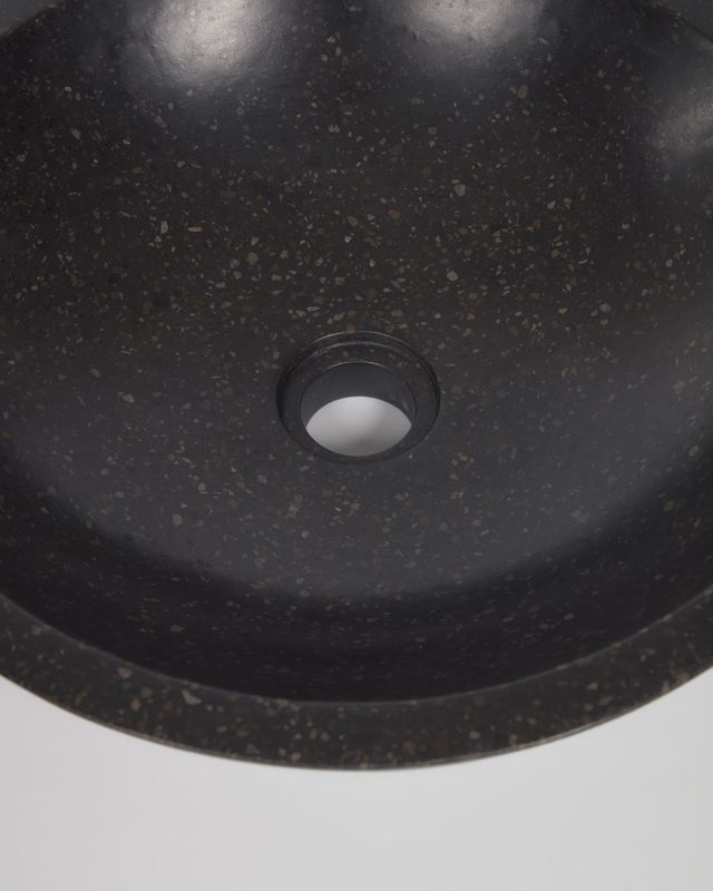 Lavabo encimera Delina de terrazo negro Ø 40 cm