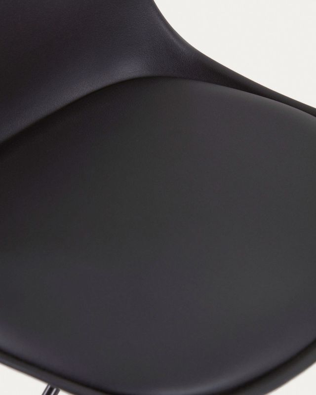 Taburete Orlando - T de poliuretano negro y acero negro mate 60-82 cm