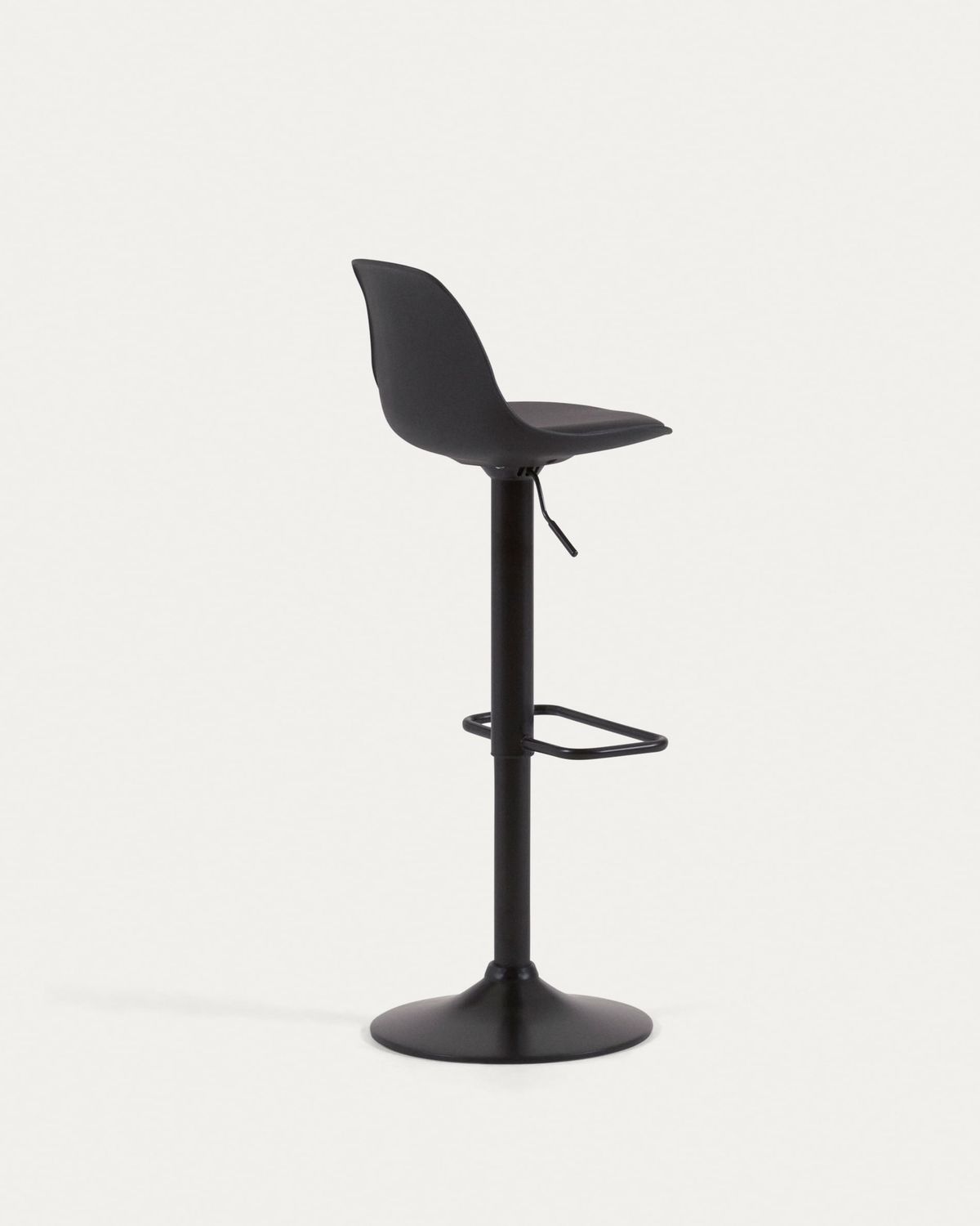 Taburete Orlando - T de poliuretano negro y acero negro mate 60-82 cm