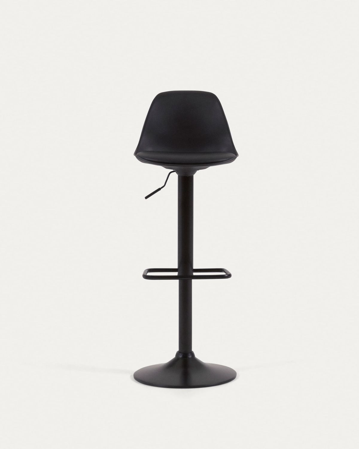 Taburete Orlando - T de poliuretano negro y acero negro mate 60-82 cm