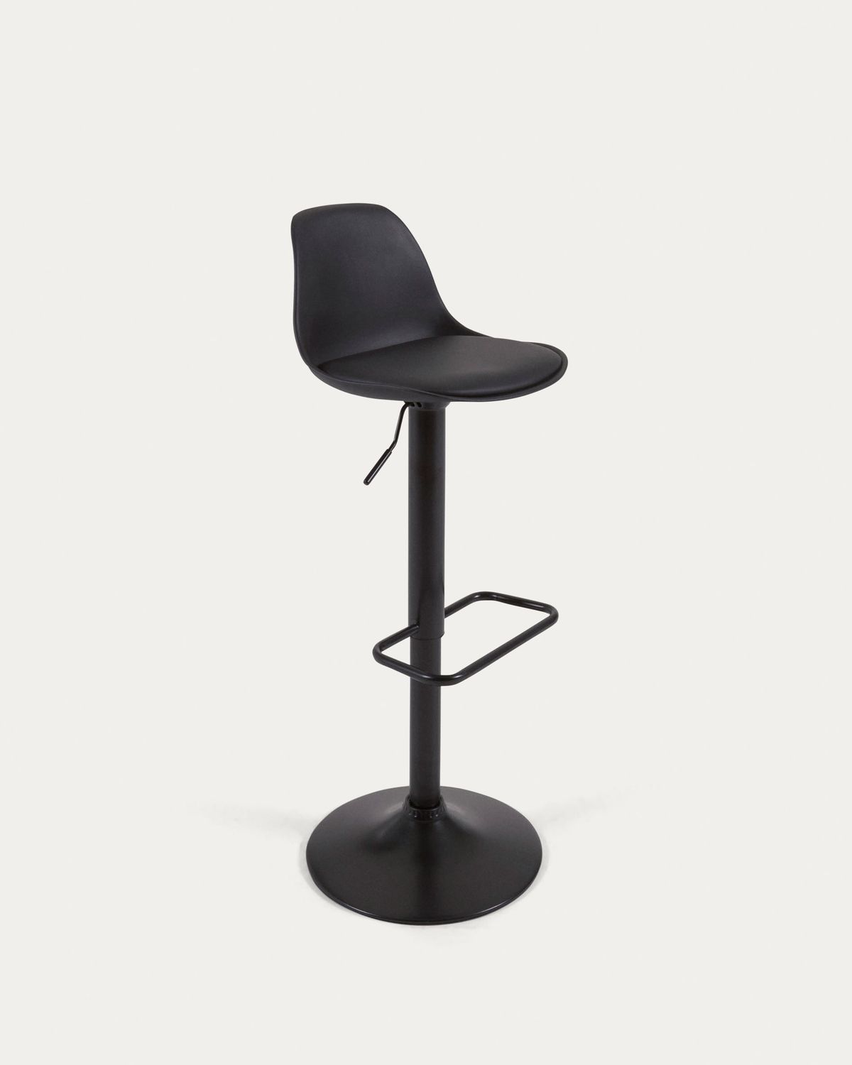 Taburete Orlando - T de poliuretano negro y acero negro mate 60-82 cm