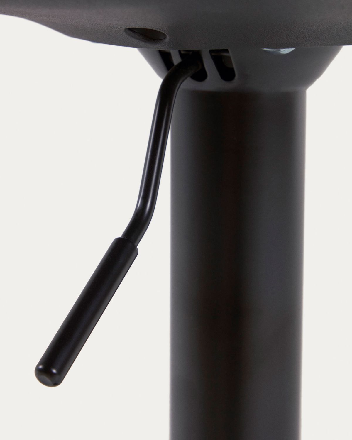 Taburete Orlando - T de poliuretano negro y acero negro mate 60-82 cm