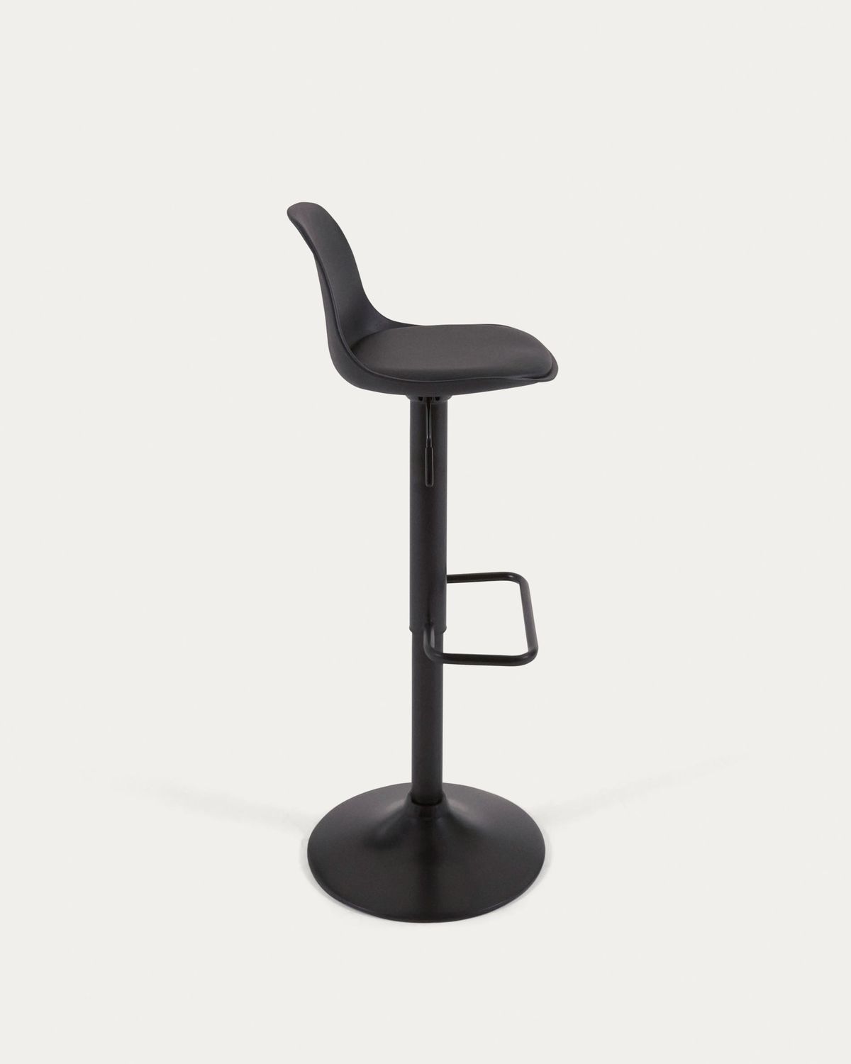Taburete Orlando - T de poliuretano negro y acero negro mate 60-82 cm