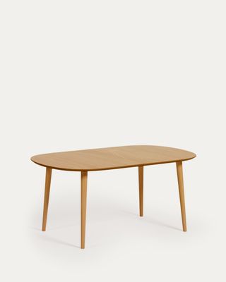 Mesa extensible Oqui en chapa de roble y patas de madera maciza 160 (260) x 100 cm