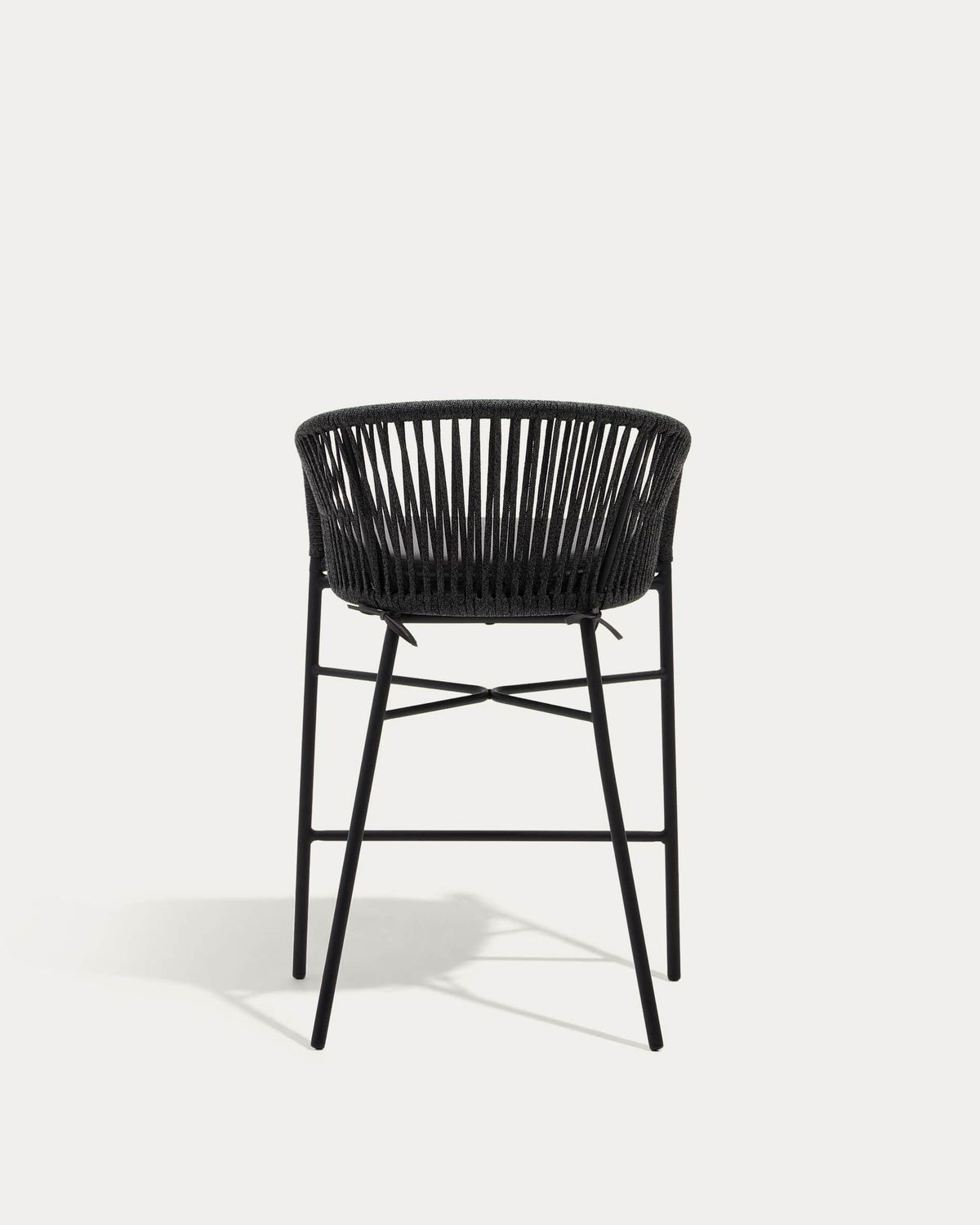 Taburete Yanet de cuerda negra y acero galvanizado altura 65 cm