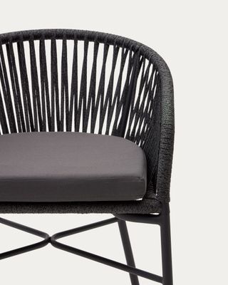 Taburete Yanet de cuerda negra y acero galvanizado altura 65 cm