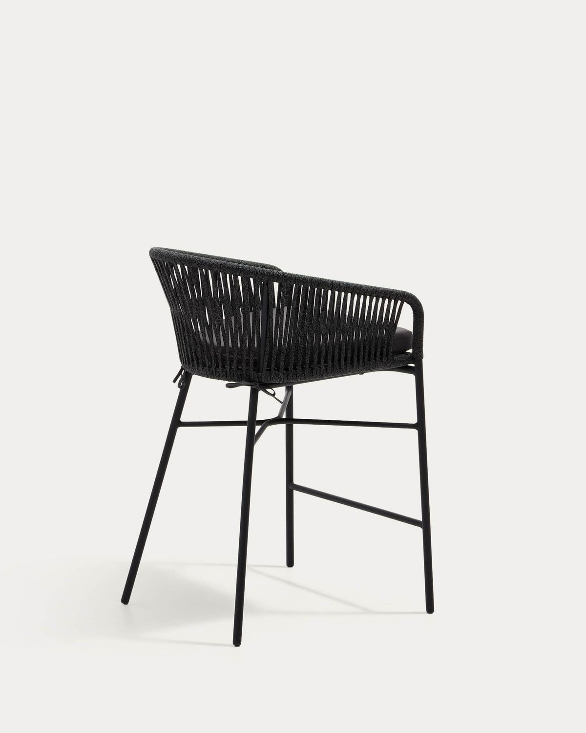 Taburete Yanet de cuerda negra y acero galvanizado altura 65 cm