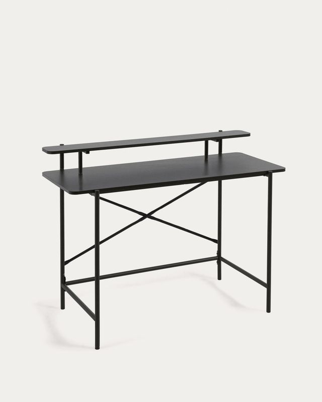 Mesa Galatia de melamina negro y patas de acero con acabado negro 120 x 60 cm