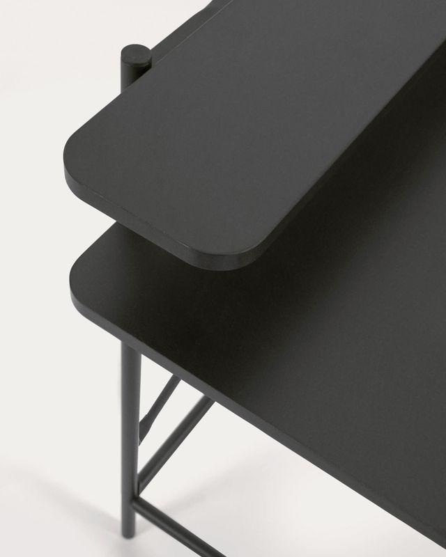 Mesa Galatia de melamina negro y patas de acero con acabado negro 120 x 60 cm