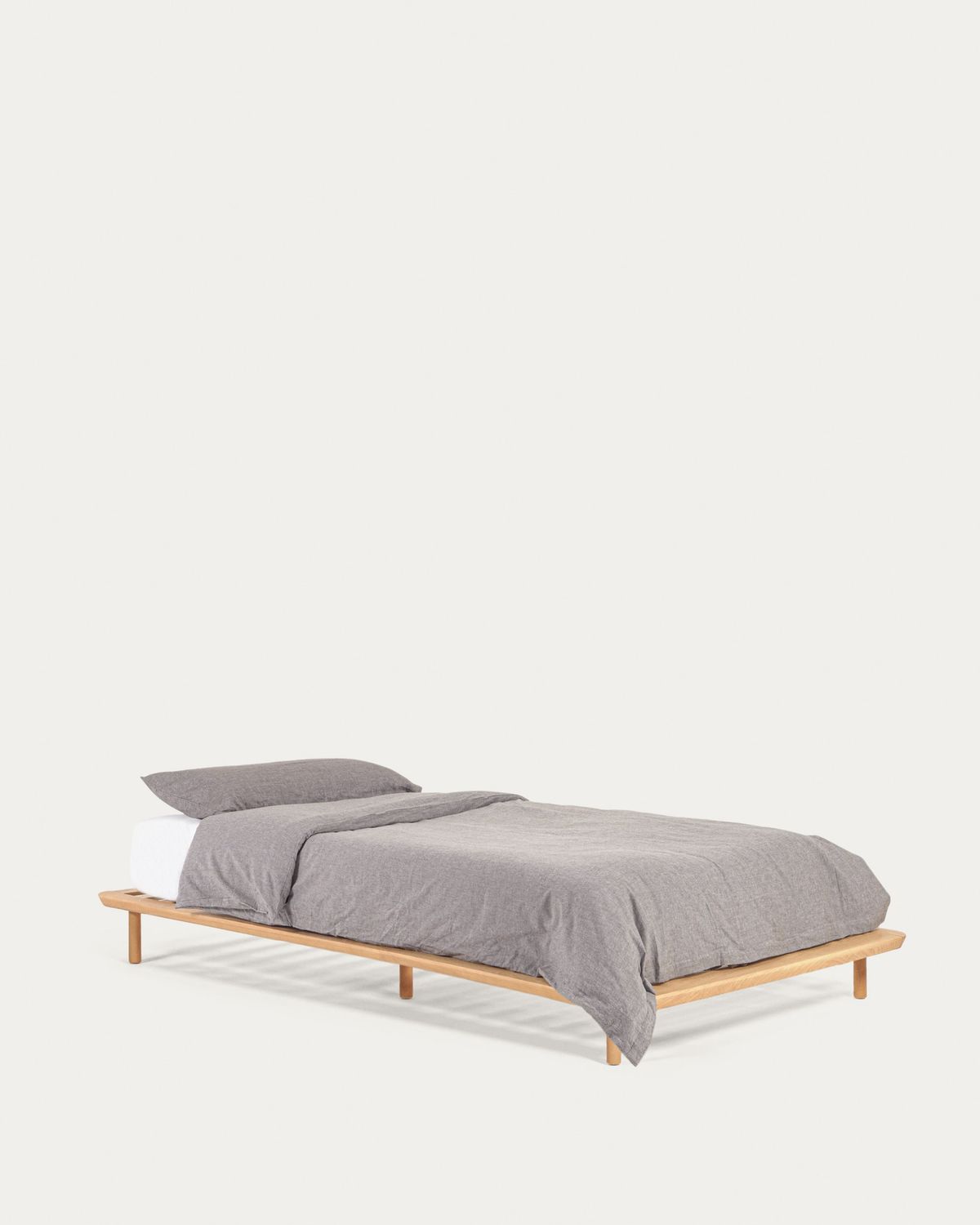 Cama Anielle de madera maciza de fresno para colchón de 90 x 200 cm