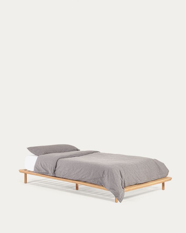 Cama Anielle de madera maciza de fresno para colchón de 90 x 200 cm
