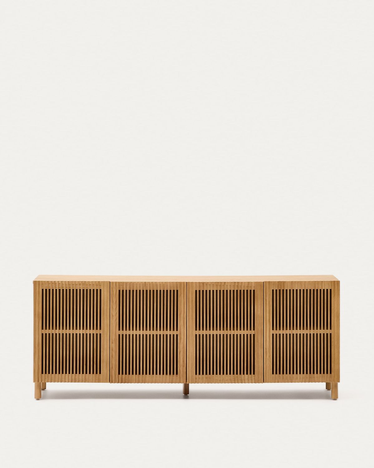Aparador Beyla 4 puertas de madera maciza de fresno y chapa de roble 180 x 71,5 cm FSC 100%
