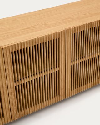 Aparador Beyla 4 puertas de madera maciza de fresno y chapa de roble 180 x 71,5 cm FSC 100%