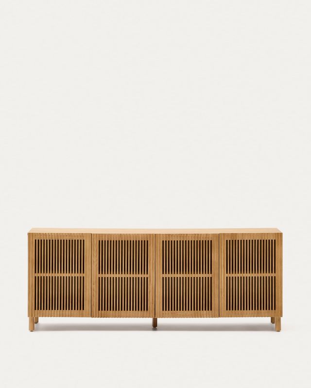 Aparador Beyla 4 puertas de madera maciza de fresno y chapa de roble 180 x 71,5 cm FSC 100%