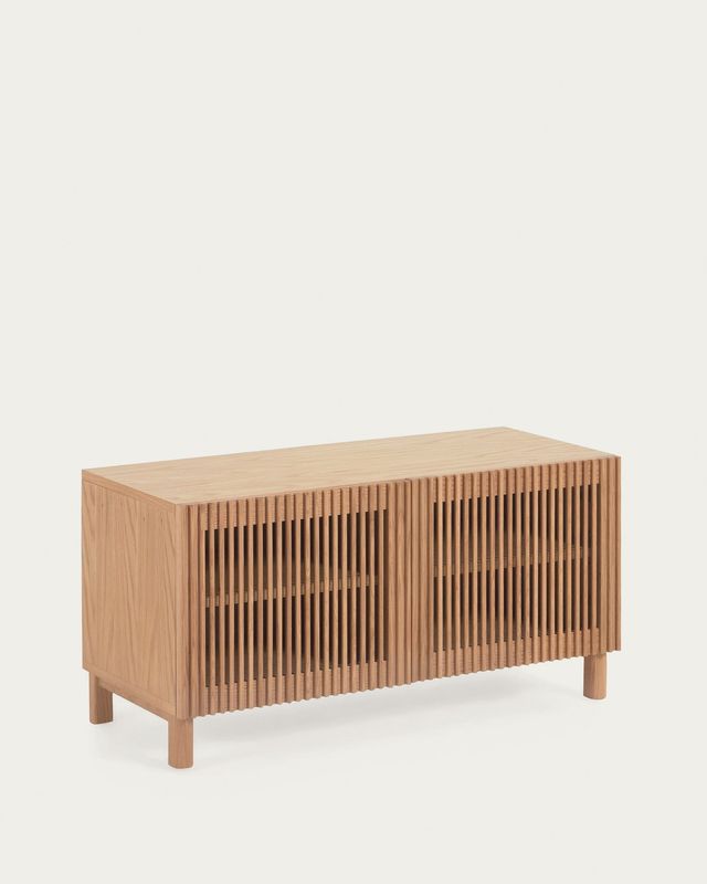 Zapatero Beyla con 2 puertas de madera maciza de fresno y chapa de roble 98,5 cm FSC 100%