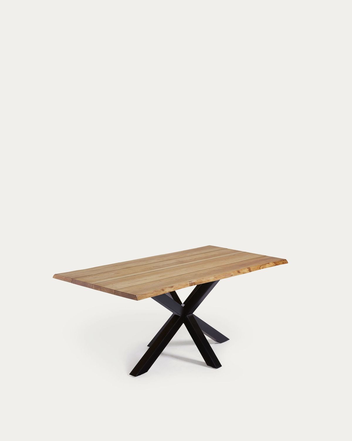 Mesa Argo de chapa de roble acabado natural y patas acero acabado negro 160 x 90 cm