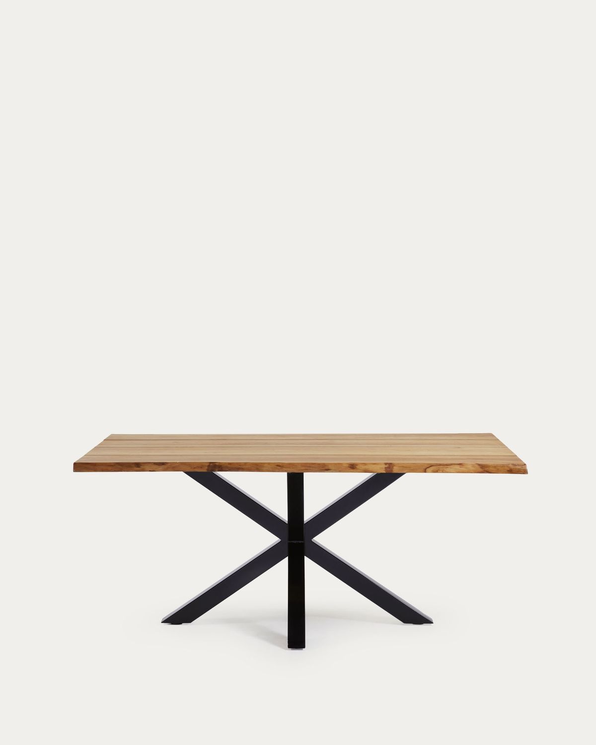 Mesa Argo de chapa de roble acabado natural y patas acero acabado negro 160 x 90 cm