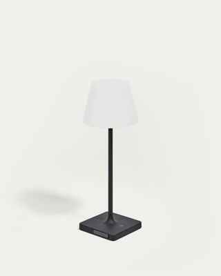 Lámpara de mesa de exterior Aluney con acabado pintado negro