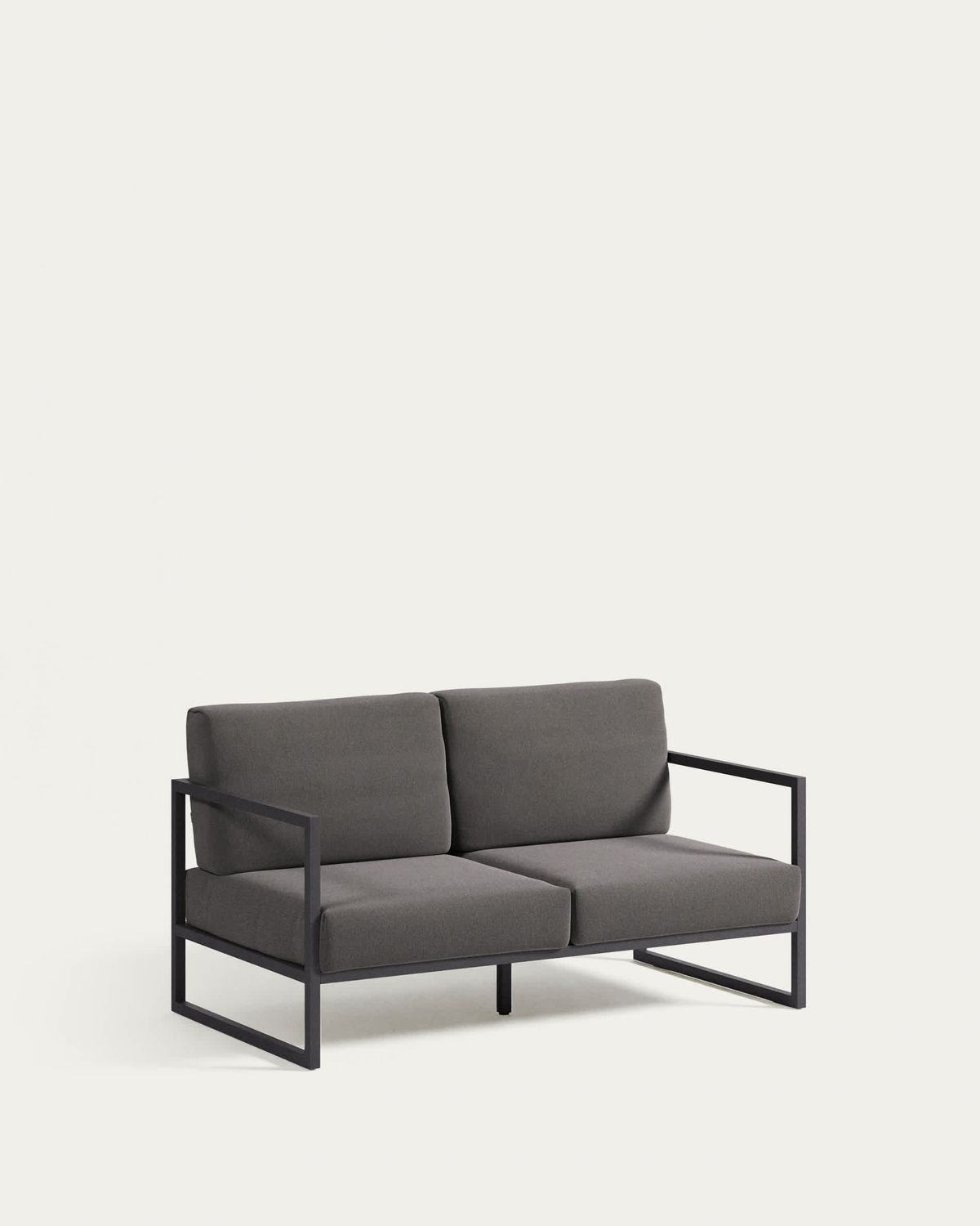 Sofá 100% exterior Comova 2 plazas gris oscuro y de aluminio negro 150 cm