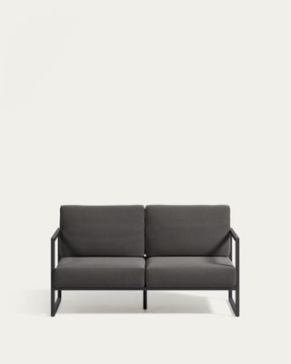Sofá 100% exterior Comova 2 plazas gris oscuro y de aluminio negro 150 cm