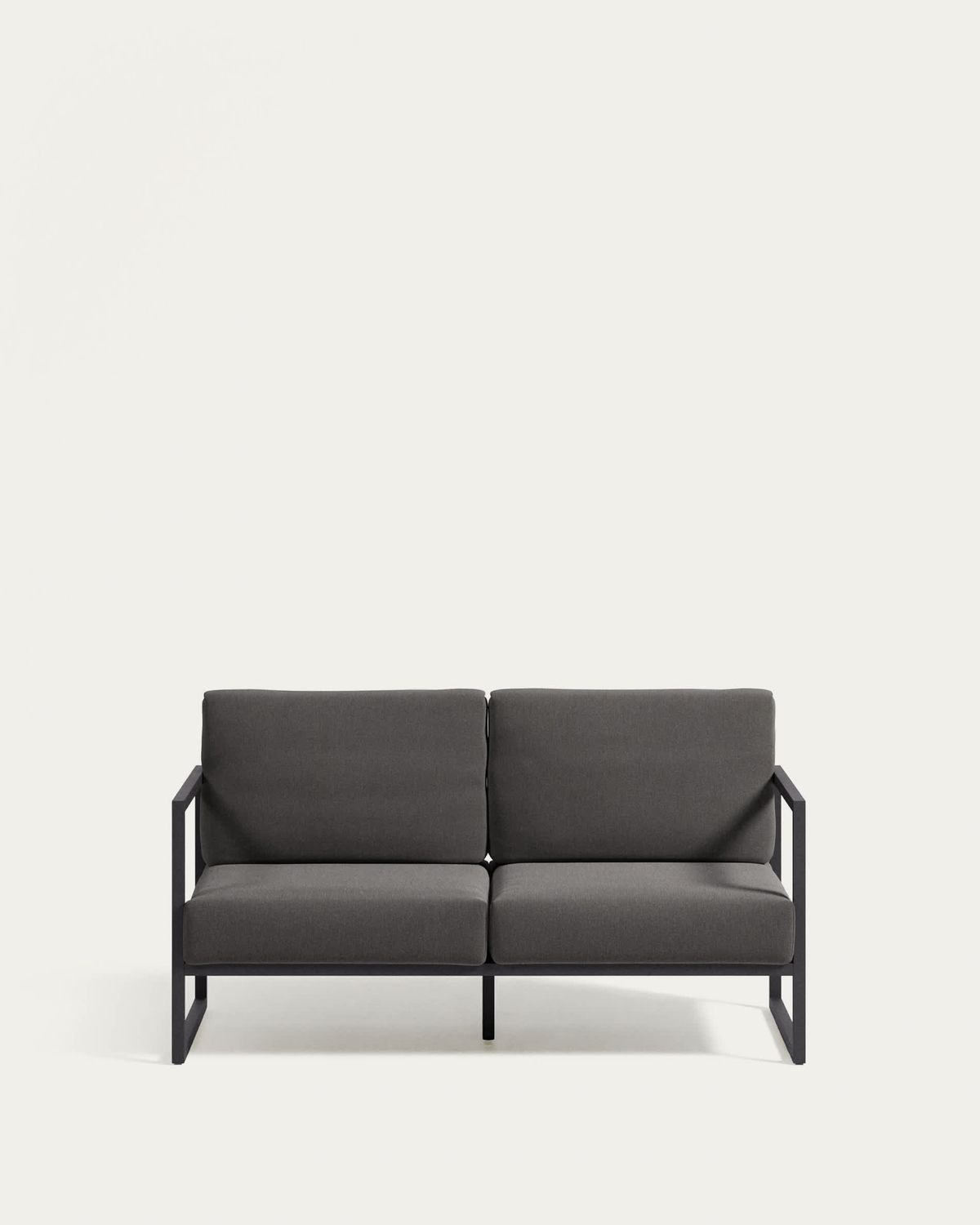 Sofá 100% exterior Comova 2 plazas gris oscuro y de aluminio negro 150 cm