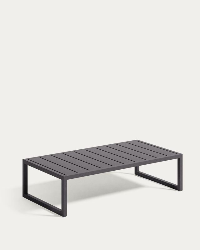 Mesa de centro 100% exterior Comova de aluminio negro 60 x 114 cm
