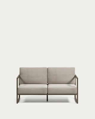 Sofá 100% exterior Comova 2 plazas gris claro y de aluminio verde 150 cm