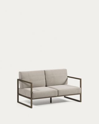 Sofá 100% exterior Comova 2 plazas gris claro y de aluminio verde 150 cm