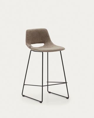 Taburete Zahara marrón y acero con acabado negro altura 65 cm FSC 100%