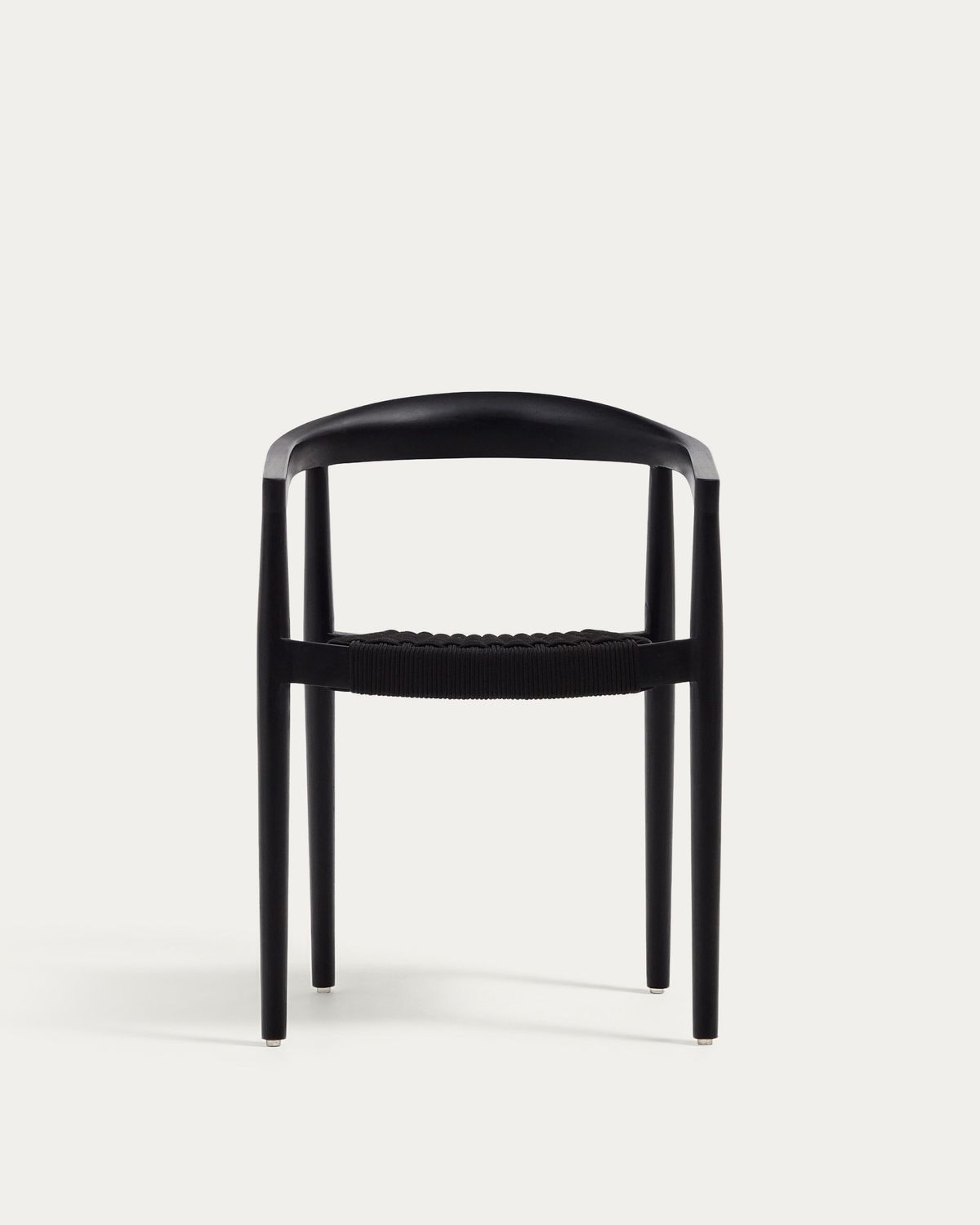 Silla de exterior Ydalia de madera maciza de teca con acabado natural y cuerda negro