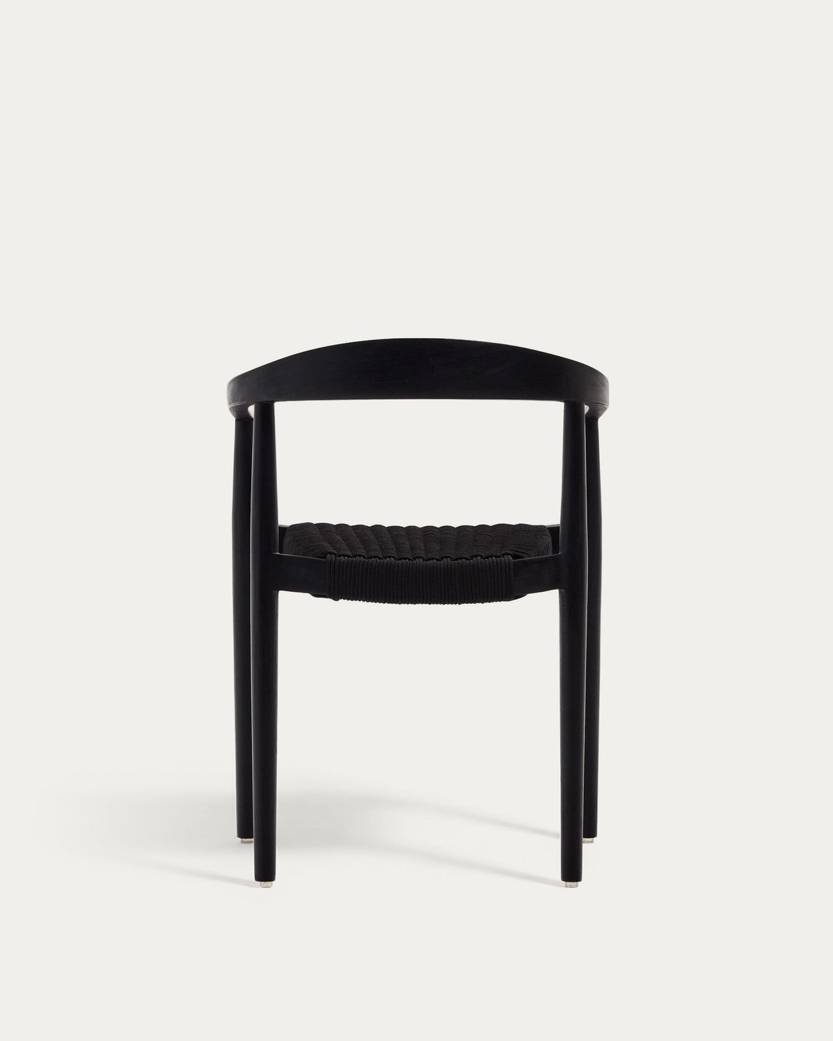 Silla de exterior Ydalia de madera maciza de teca con acabado natural y cuerda negro