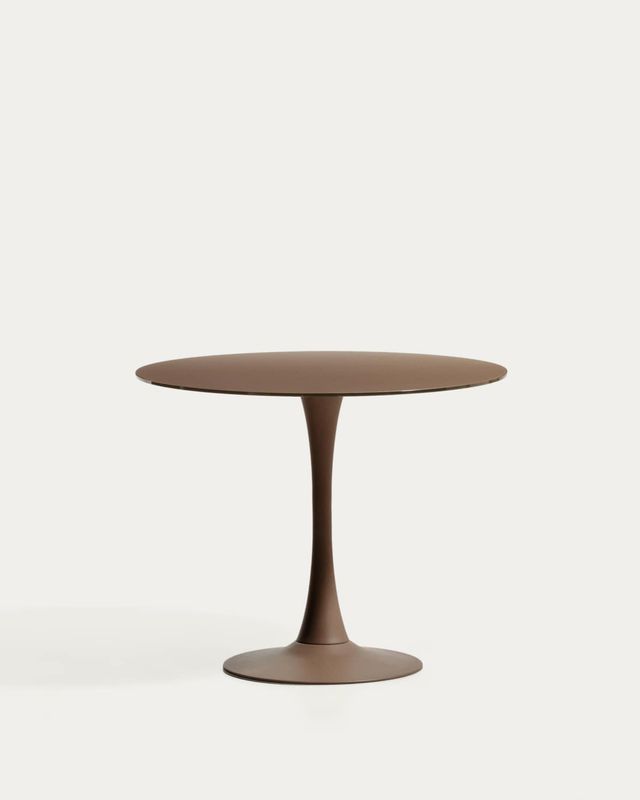 Mesa Vedira de vidrio y acero marrón Ø90 cm