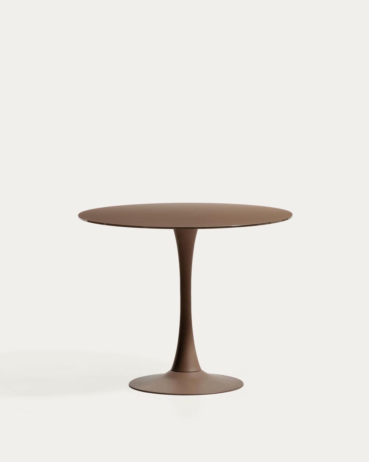 Mesa redonda Vedira de vidrio y acero marrón Ø90 cm