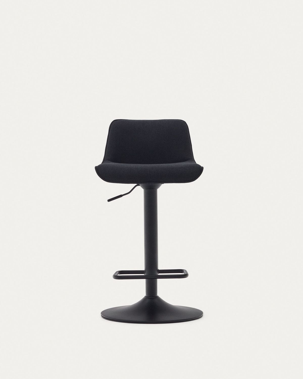 Taburete Zenda de chenilla negro y acero negro mate 81-102 cm FSC 100%