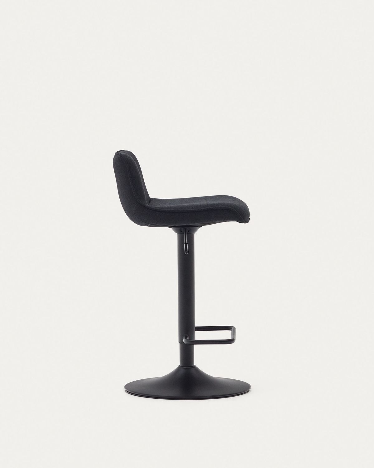 Taburete Zenda de chenilla negro y acero negro mate 81-102 cm FSC 100%