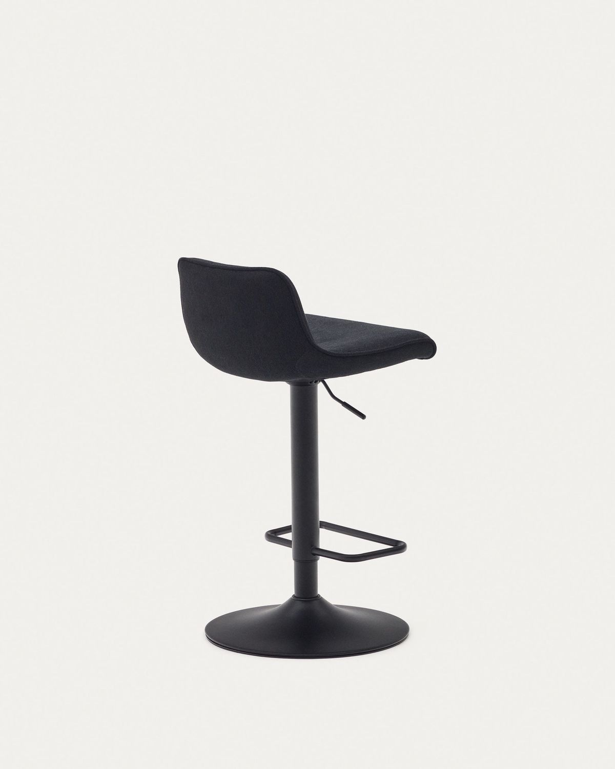Taburete Zenda de chenilla negro y acero negro mate 81-102 cm FSC 100%