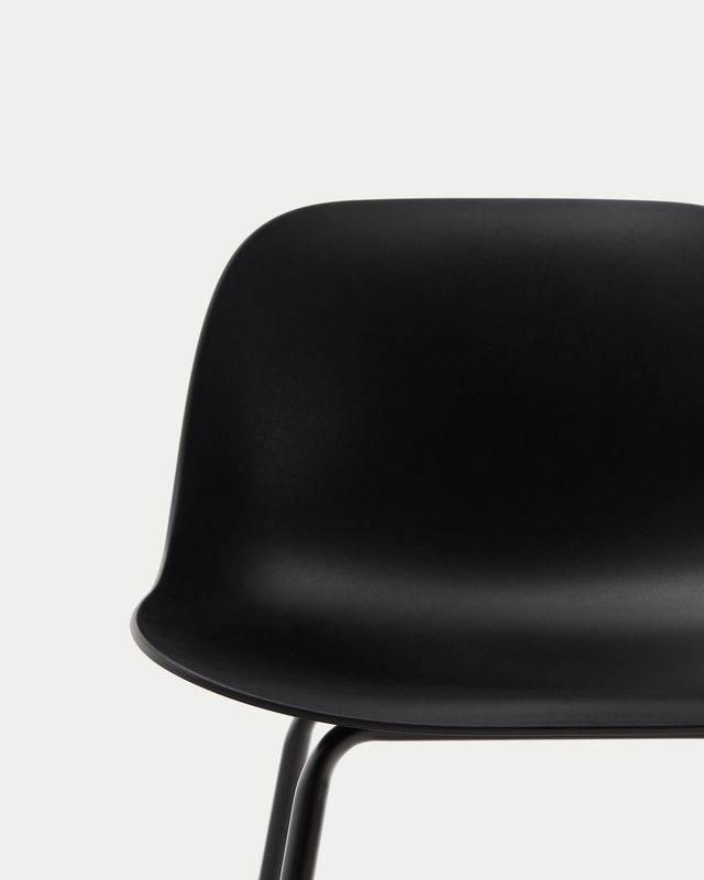 Taburete Altea negro y patas de acero con acabado negro 75 cm